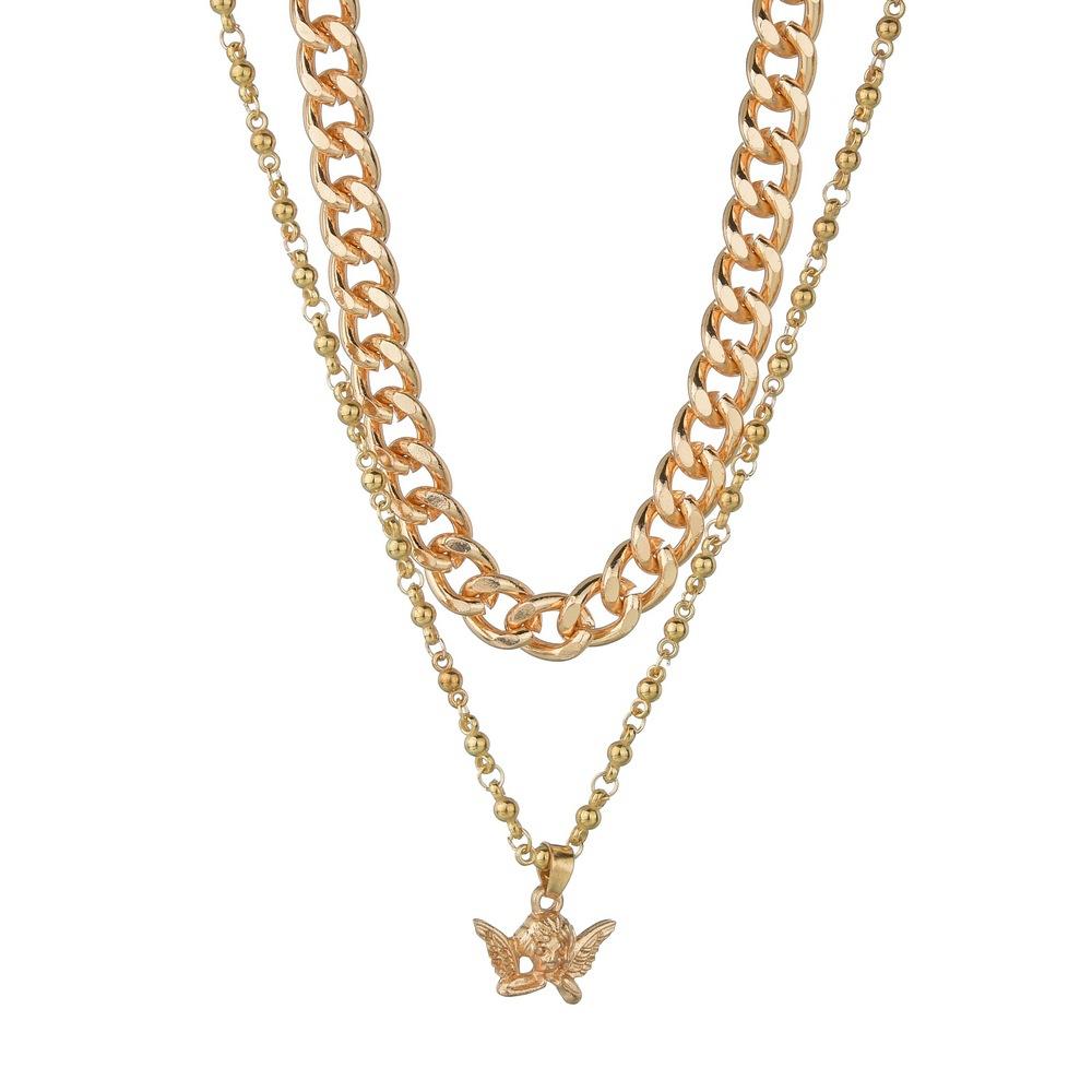 Jewelry Simple Exaggerated Punk Retro Trendy Fashion Butterfly Clavicle Necklace Fashion Double Layer