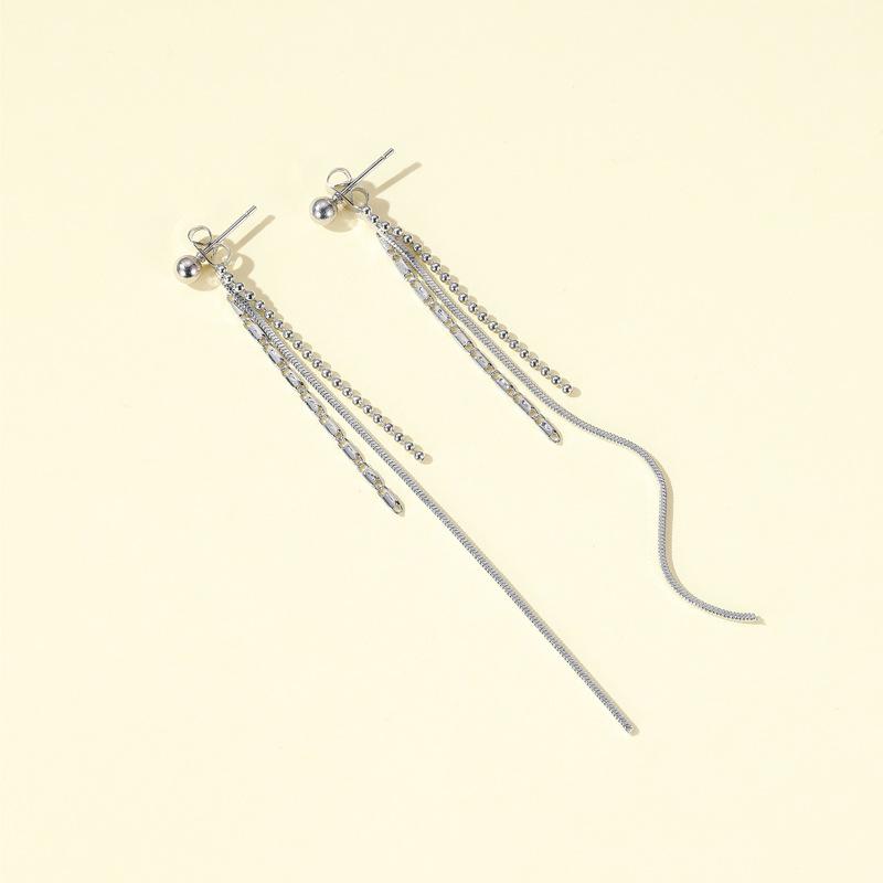 Popular Earrings Simple Lines Tassel Earline Temperament Long Snake Bone Tassel Earrings