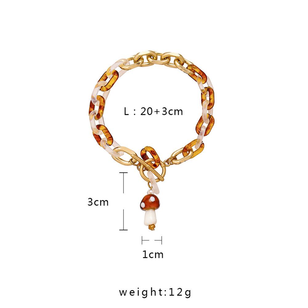 Ethnic Fashion Personality Creative Mushroom Leopard Resin Chain Simple Niche Design Sense Ladies Bracelet