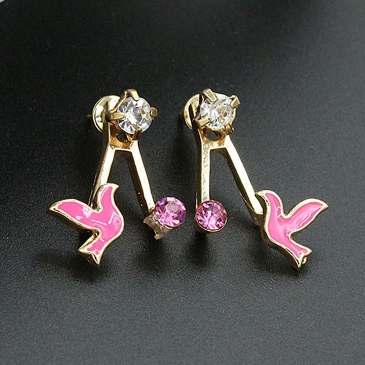 Personality Retro Diamond Bird Earrings Fashion Exaggerated Post-Hanging Earrings Jewelry Women