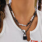 Jewelry Punk Lock Cross Chain Necklace Sweet Cool Stitching Contrasting Color Thorn Double Layer Necklace Female