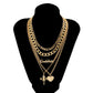 Jewelry retro multi-layer embossed cross portrait necklace hip-hop personality letter chain necklace