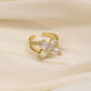 Hong Kong fashion all-match exaggerated style ladies ring zircon big butterfly opening copper micro-inlaid zircon ring