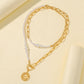 Creative Double Pearl Clock Necklace Fashion Stitching Clavicle Chain Ins Retro Fashion Jewelry