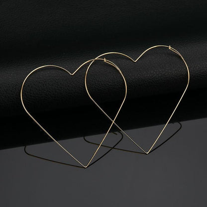 Jewelry Personality Exaggerated Sexy Trendy Female Earrings Love Peach Heart Empty Earrings Female