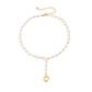 Cold Temperament Imitation Pearl Chain Clavicle Necklace Simple Metal Peach Heart Pendant Necklace Women