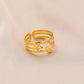 Creative shell fashion personality bamboo strip five-pointed star stainless steel ring open ring versatile fashion women