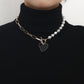 Jewelry fashion heart black mother-of-pearl necklace beaded pearl sweater chain female all-match design sense pendant