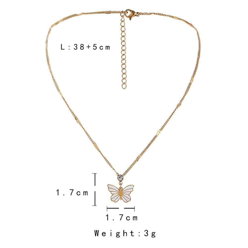 Simple Stainless Steel Zircon Butterfly Pendant Clavicle Chain Niche Exquisite Titanium Steel Gold-plated Color Preserving Necklace