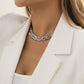 Punk Metallic Snake Bone Chain Woven Necklace Fashion Trendy Cool Geometric Clavicle Necklace Women