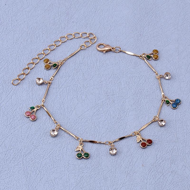 Jewelry fashion color acrylic drip oil cherry pendant necklace anklet temperament trend bracelet