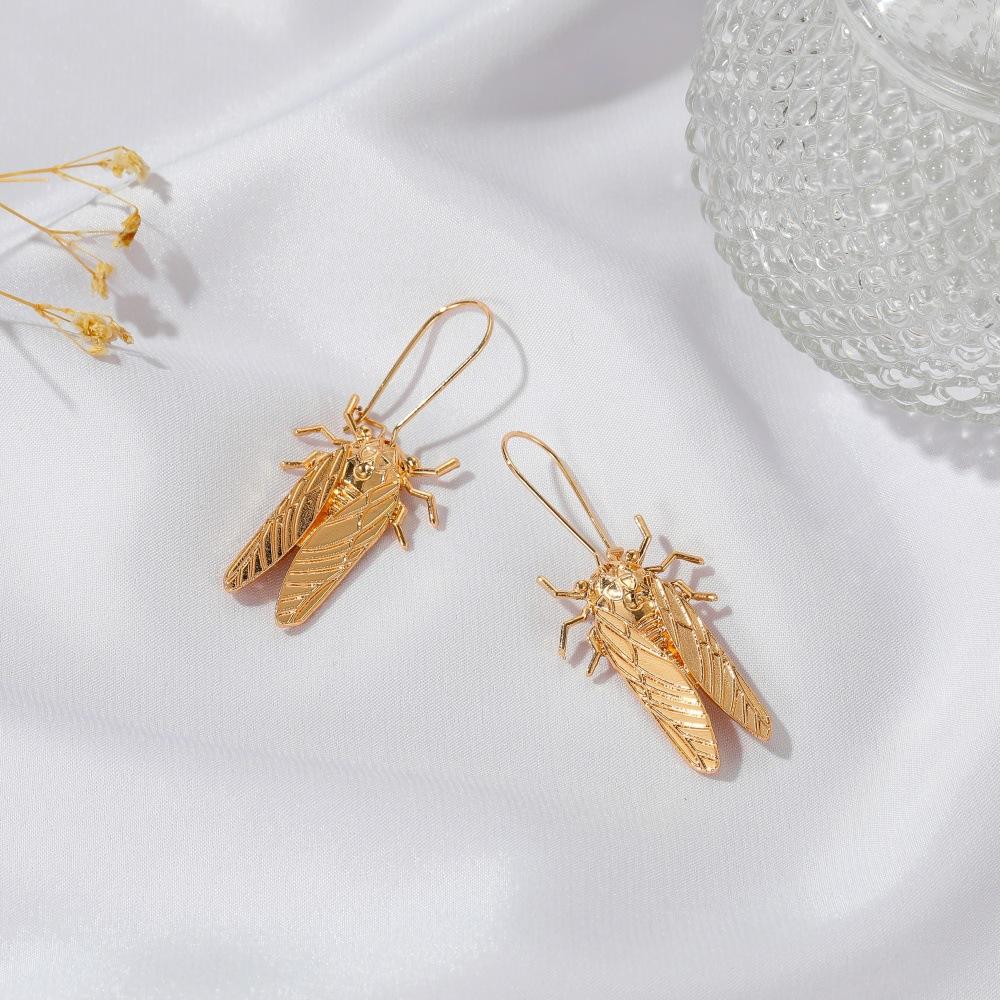 Earrings Creative Insect Golden Cicada Earrings Personality Long Cicada Earrings Earrings Accessories