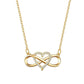 Fashion Women Gold Heart Shape Lucky 8 Diamond Love Love Pendant Necklace Jewelry