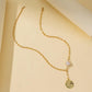 Popular French Retro Pearl Pendant Fashion Stainless Steel Cross Chain Rose Round Card Versatile Necklace for Women