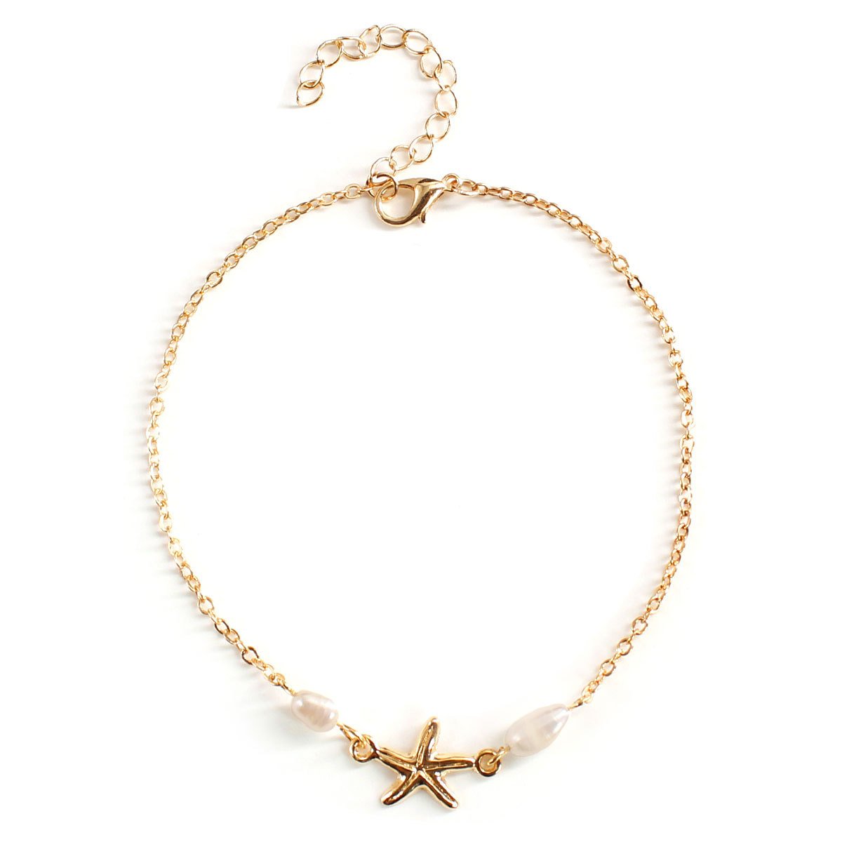 Simple beach anklets handmade tassel five-pointed star anklet starfish real pearl accessories