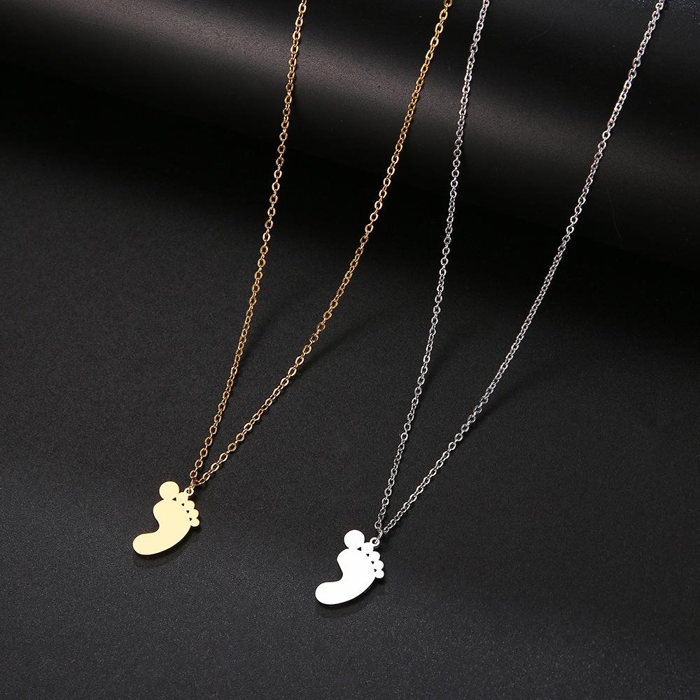 Little Cute Feet Necklace Female Stainless Steel Doll Pendant