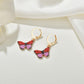 Fashion retro ins color butterfly oil drop earrings personality temperament set earrings