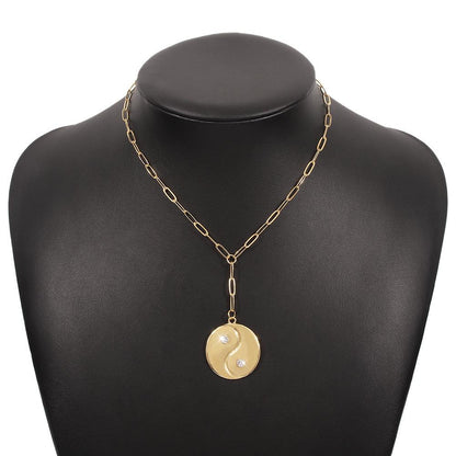 N8825 Exaggerated Necklace Hip-Hop Street Shot Y-shaped Long Necklace Temperament Retro Creative Clavicle Chain