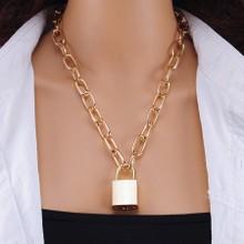 Jewelry Hip Hop Thick Chain Lock Necklace Couple Simple Key Lock Long Necklace