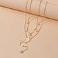 Fashion Hexagram Pendant Multilayer Necklace Simple Imitation Pearl Necklace Women Accessories