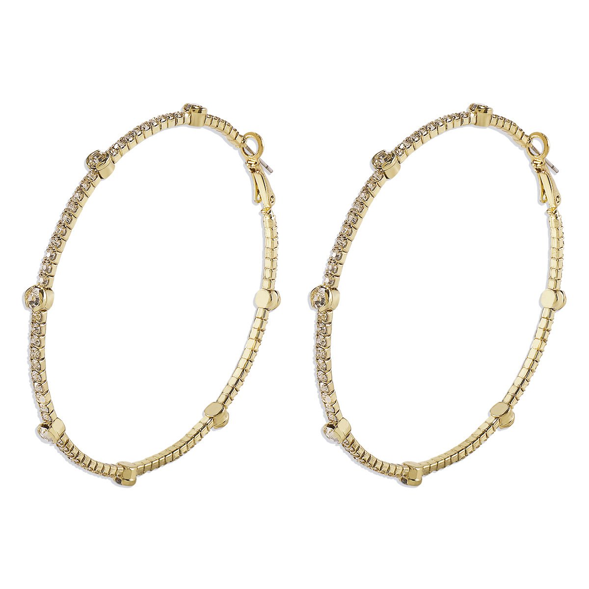 E1457 Exaggerated Circle Earrings Claw Chain Rhinestone Trendy Earrings Hip Hop Night Shining Big Earrings
