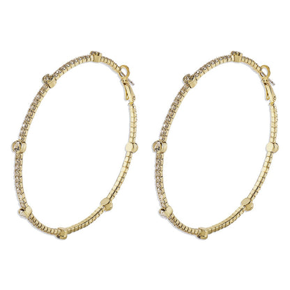 E1457 Exaggerated Circle Earrings Claw Chain Rhinestone Trendy Earrings Hip Hop Night Shining Big Earrings