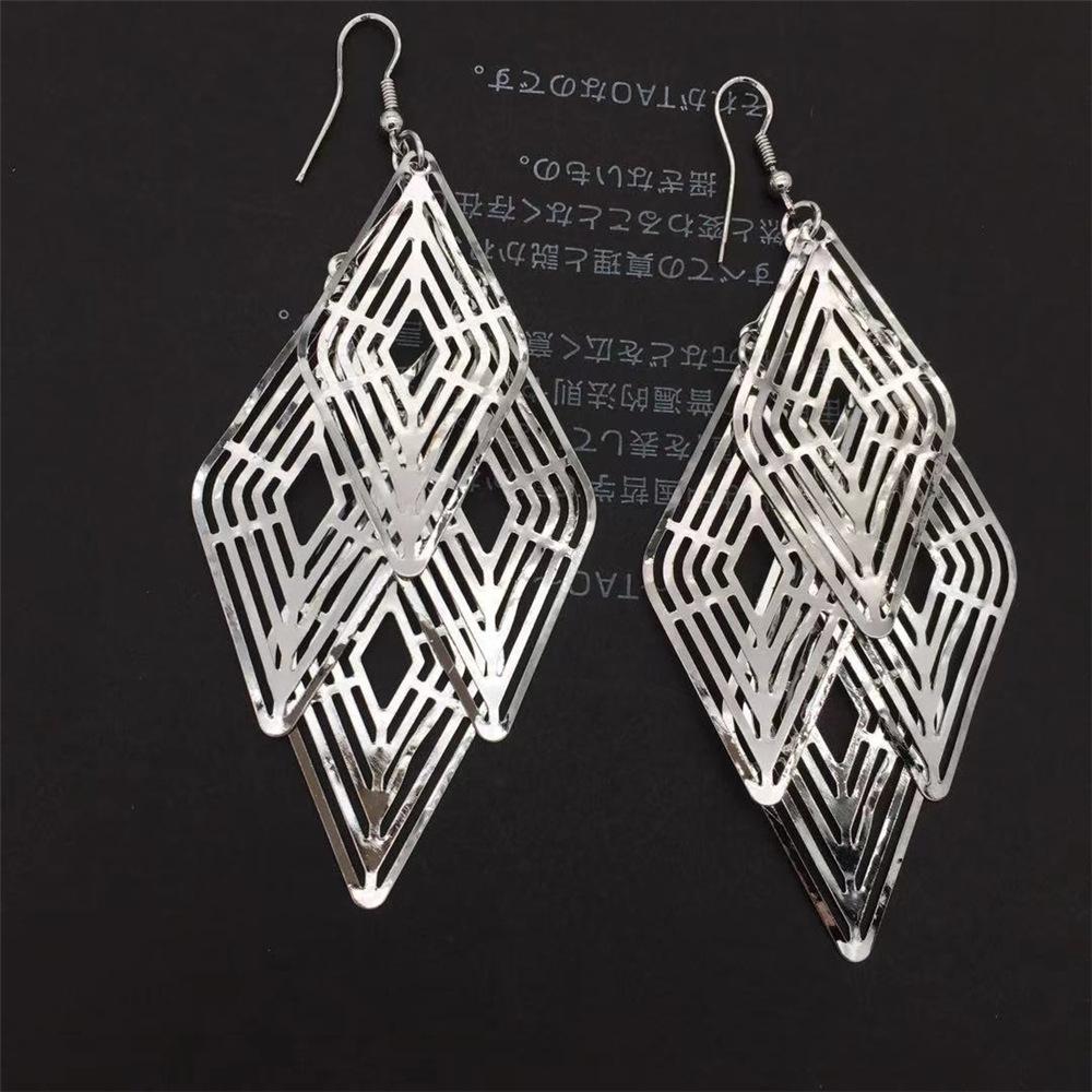 Baroque Hollow Rhombus Multi-layered Earrings For Women Earrings