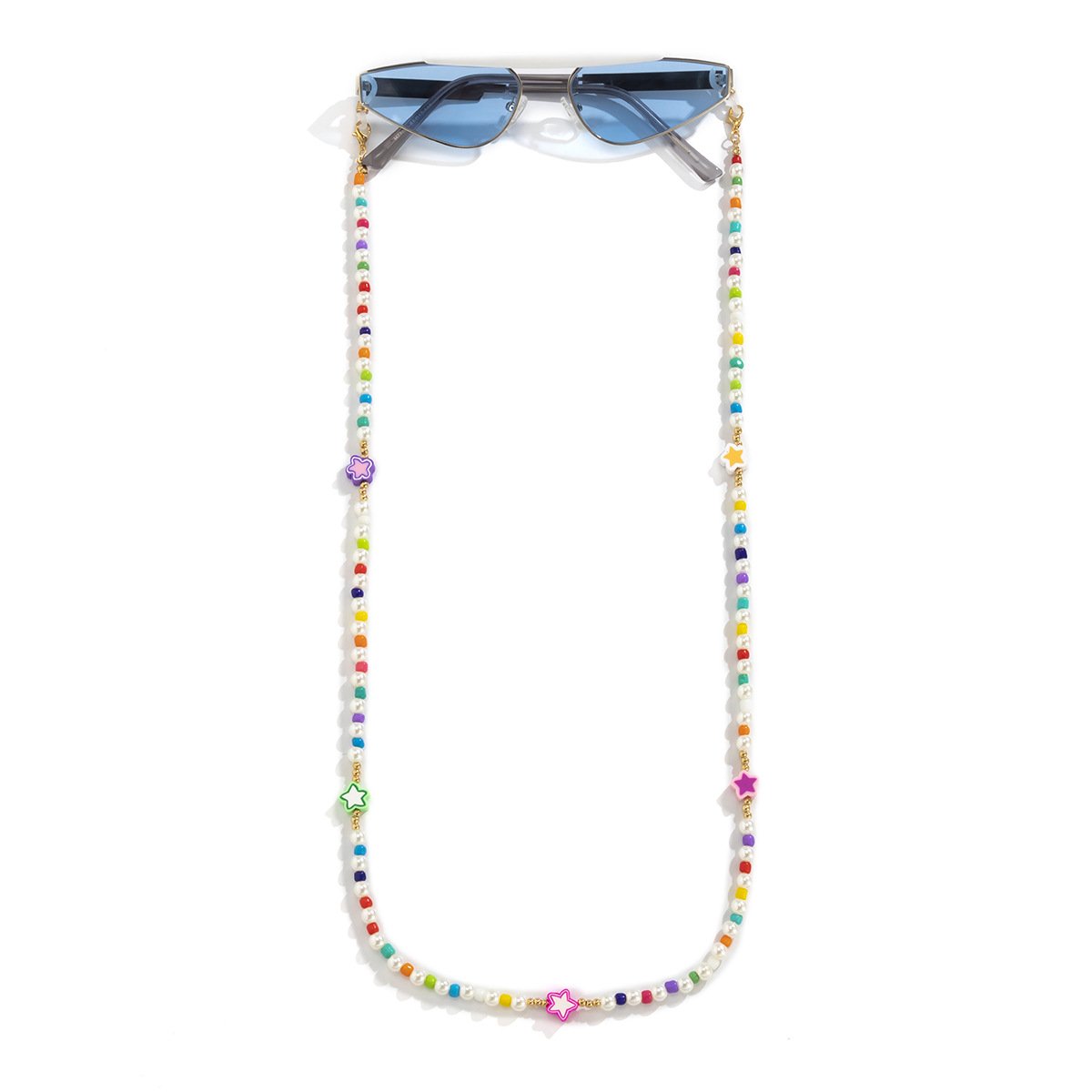 Jewelry sweet cool color rice beads imitation pearl glasses chain simple star-shaped sunglasses chain accessories women