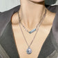 Portrait double-layer necklace indifferent double-layer geometric alloy necklace female ins hip-hop niche clavicle chain female