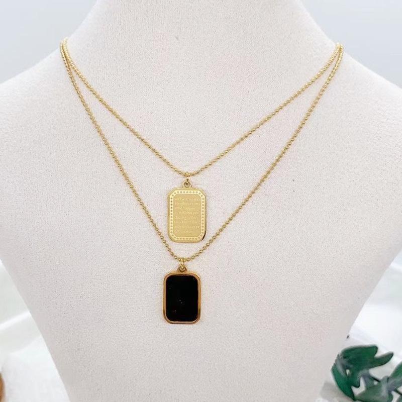 Niche design a love letter black brand necklace female ins indifferent simple round bead clavicle chain a two wear