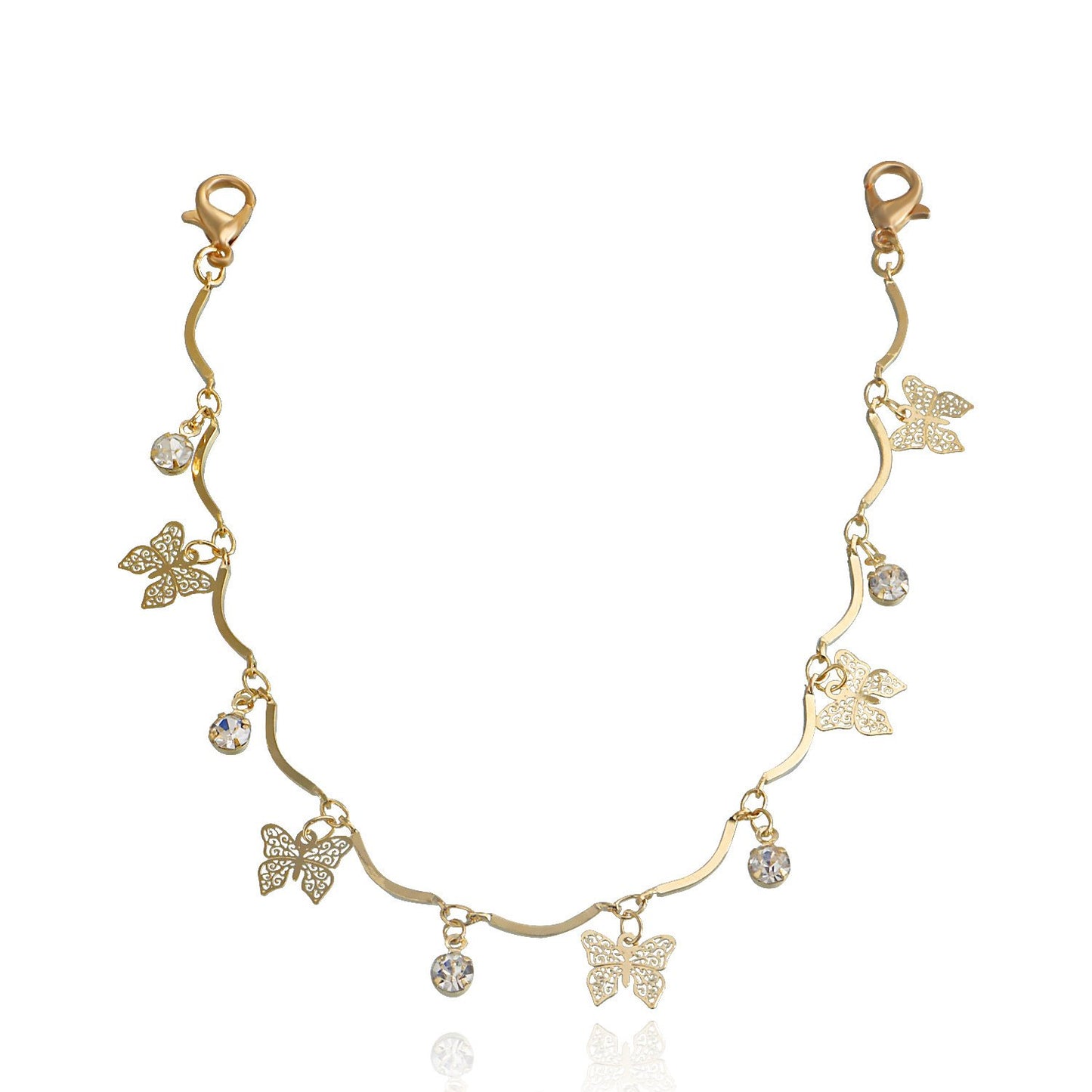 Jewelry Exquisite Hollow Butterfly Zircon Diamond Pendant Pants Bag Chain Female Ins Splicing Metal Chain Clothing