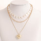Jewelry ins multi-layer imitation white mother-of-pearl love pendant necklace female exaggerated big peach heart necklace
