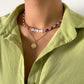 Jewelry fashion rice beads letter angel suit necklace retro portrait stacked thin chain necklace