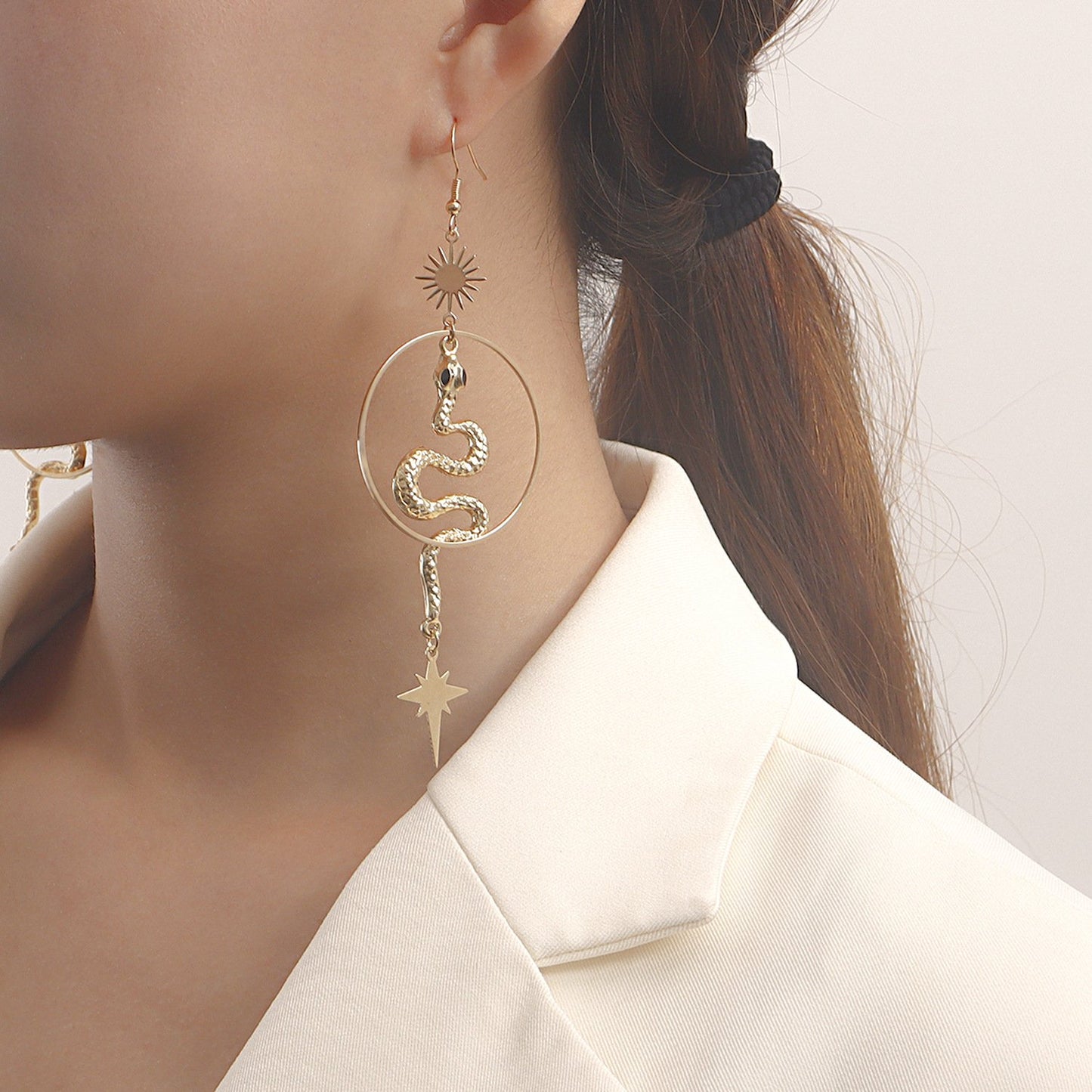 Jewelry geometric large ring serpentine cross star tassel earrings earrings female hot girl earrings