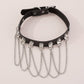 N1532 Gothic Exaggerated Dark Leather Collar Harajuku Chain Tassel Hip-Hop Night Necklace