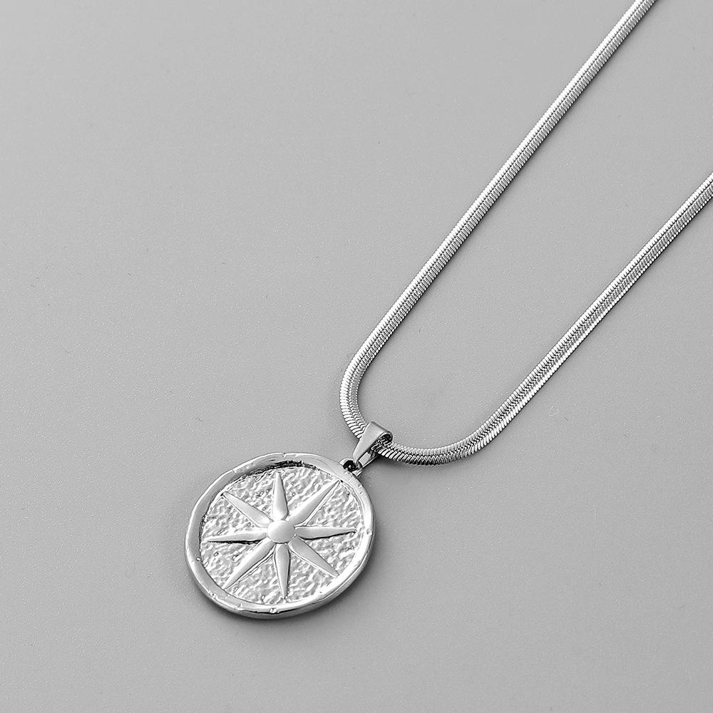 Hip-hop trend men's stainless steel hammer star coin pendant snake bone chain short steel color necklace