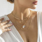 Jewelry Stacked Cross Metal Chain Necklace Temperament Imitation Pearl Pendant Snake Bone Chain Necklace Female