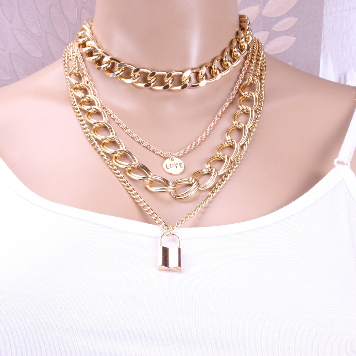 Jewelry multi-layer twist chain letter accessories female love lock fashion temperament clavicle chain necklace