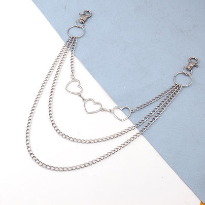 Jewelry Punk Metal Chain Geometric Pants Chain Fashionable Versatile Peach Heart Waist Chain for Men and Women