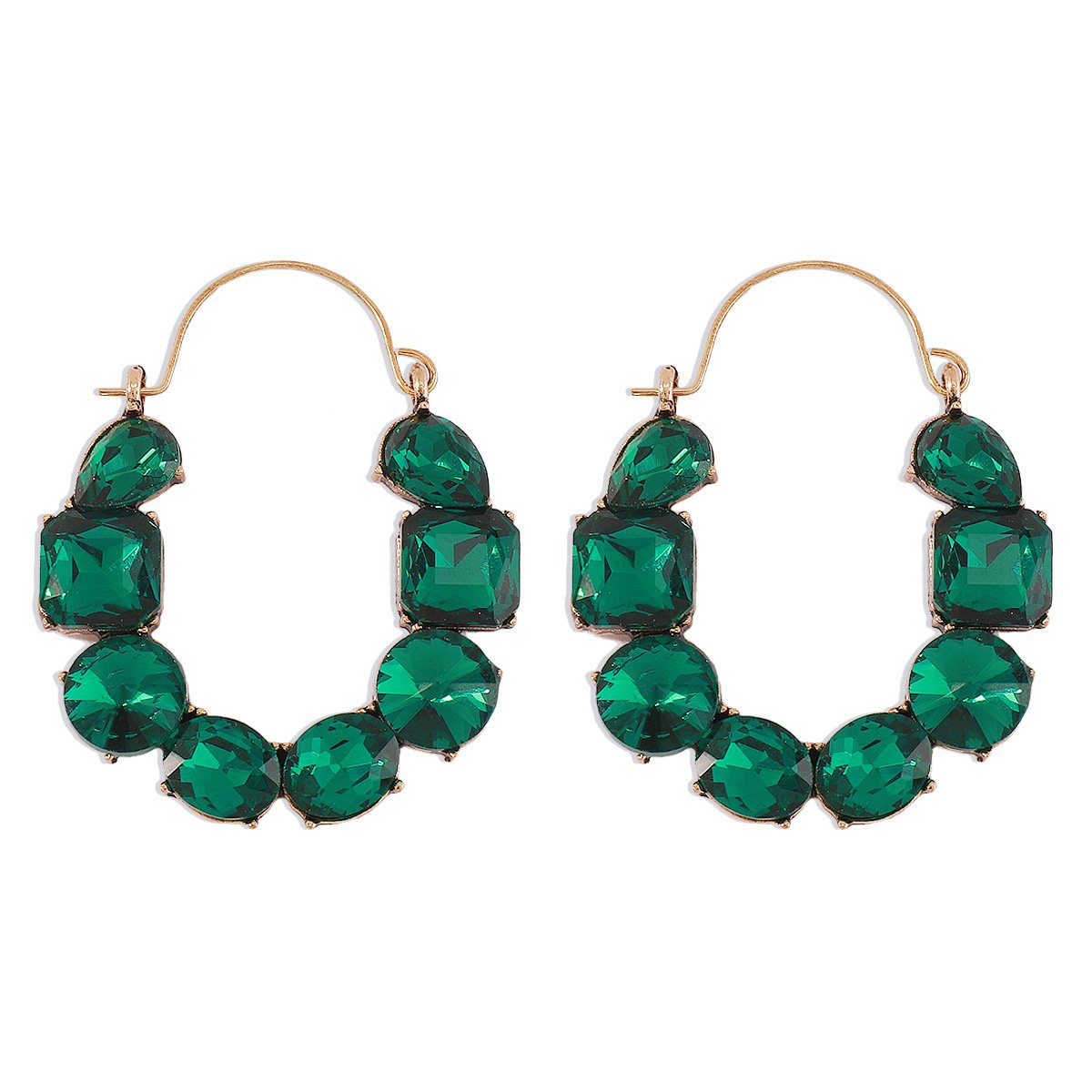 E1719 retro old geometric exaggerated earrings women colored diamond personality irregular rhinestone light luxury earrings