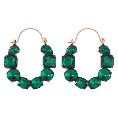 E1719 retro old geometric exaggerated earrings women colored diamond personality irregular rhinestone light luxury earrings