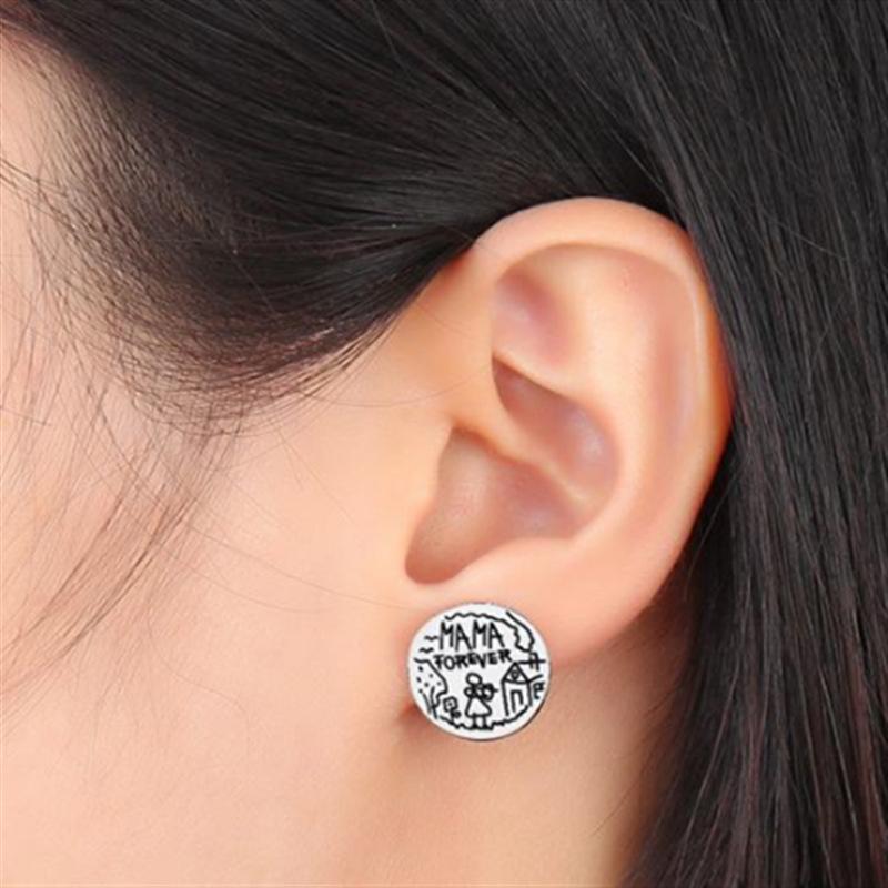 Stud Earrings "MAMAForever" Loving Mom Series Stud Earrings Geometric Earrings Mother's Day Gift