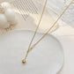 Frosty ins design tassel necklace stitching and pulling small gold ball titanium steel gold-plated clavicle chain