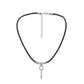Fashion men's trend stainless steel key pendant leather rope necklace personality literary simple necklace