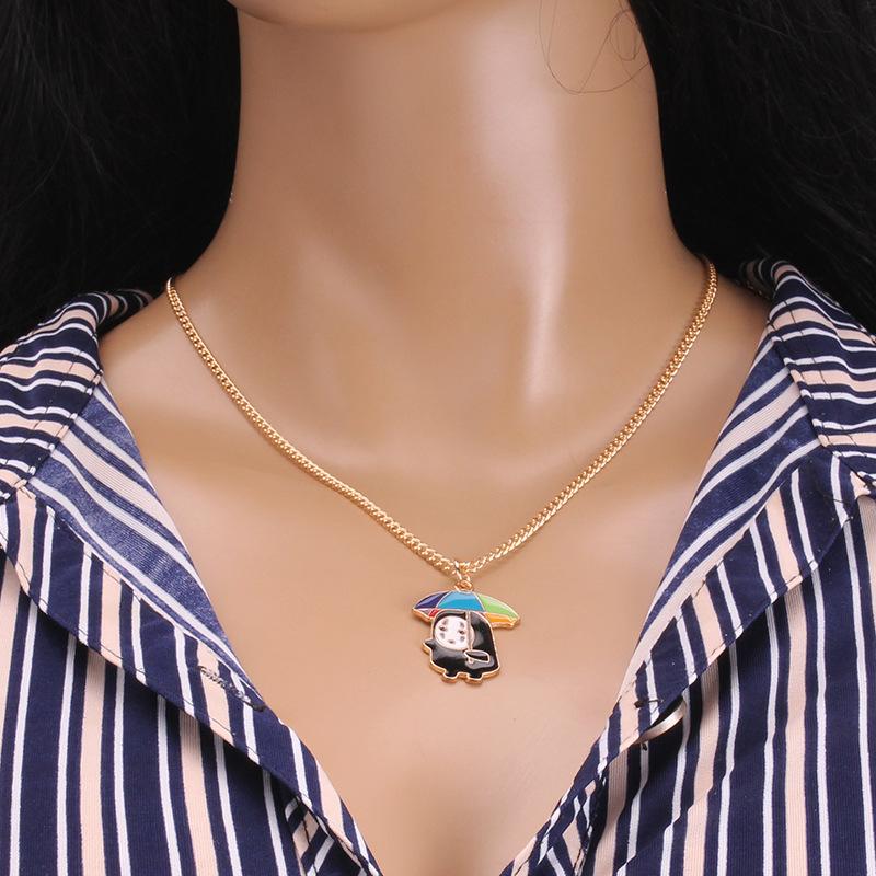 Halloween popular jewelry scary funny umbrella little alien necklace fun collarbone necklace
