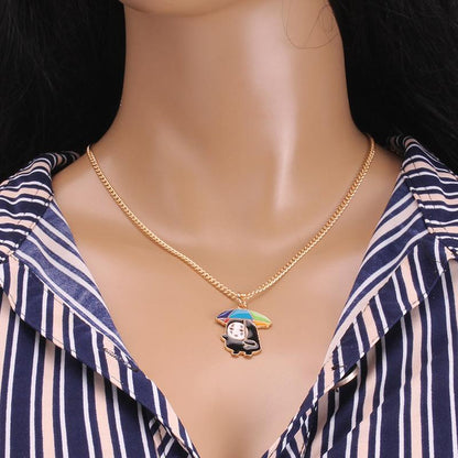 Halloween popular jewelry scary funny umbrella little alien necklace fun collarbone necklace