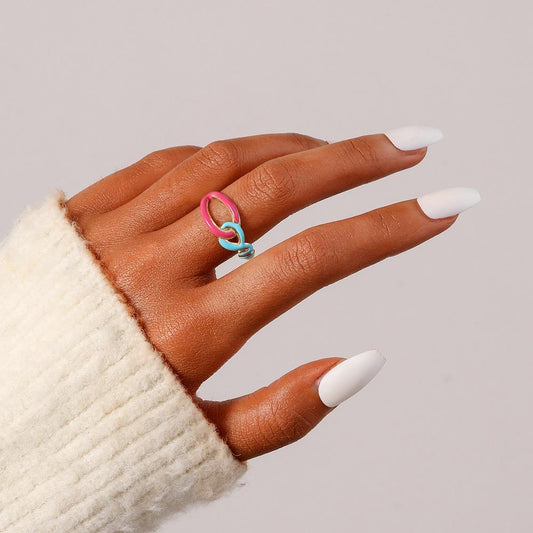 Geometric and elegant women's stainless steel fashion opening knotted rope adjustable ring