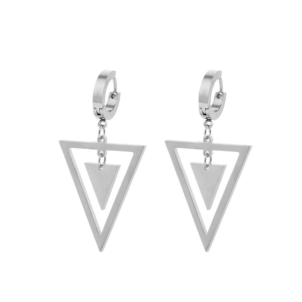 Trendy fashion independent design men's creative simple stainless steel triangle personality earrings earrings