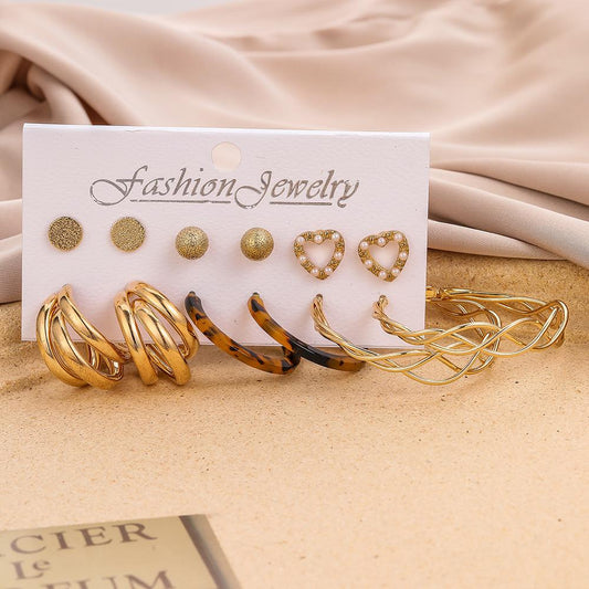 Trendy retro twist love earrings femininity leopard print acrylic earrings advanced design earrings set female