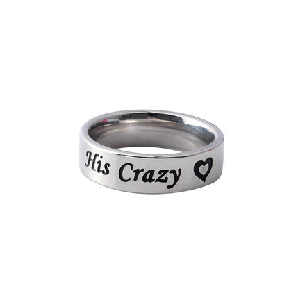 Fashion hiscrazyherweirdo ring couple ring titanium steel ring jewelry